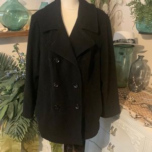 Anne Klein black wool pea coat size 2X